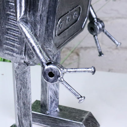 Silver Robot Ornament Springy Rectangular Bobble Head