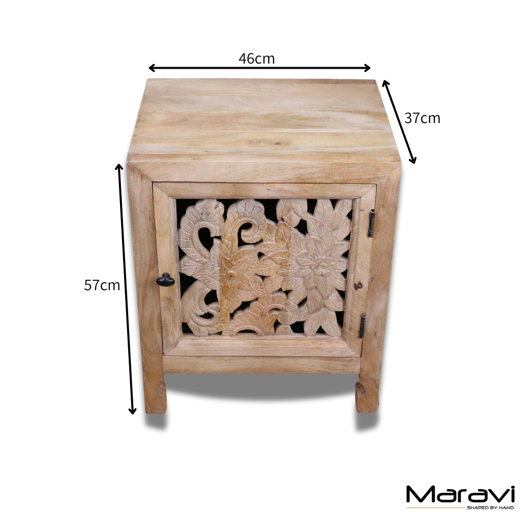 Somira Mango Wood Bedside Cabinet - Dimensions