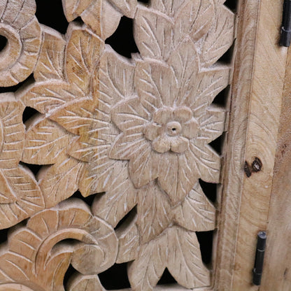 Somira Mango Wood Bedside Cabinet - Closeup of Carving Detail