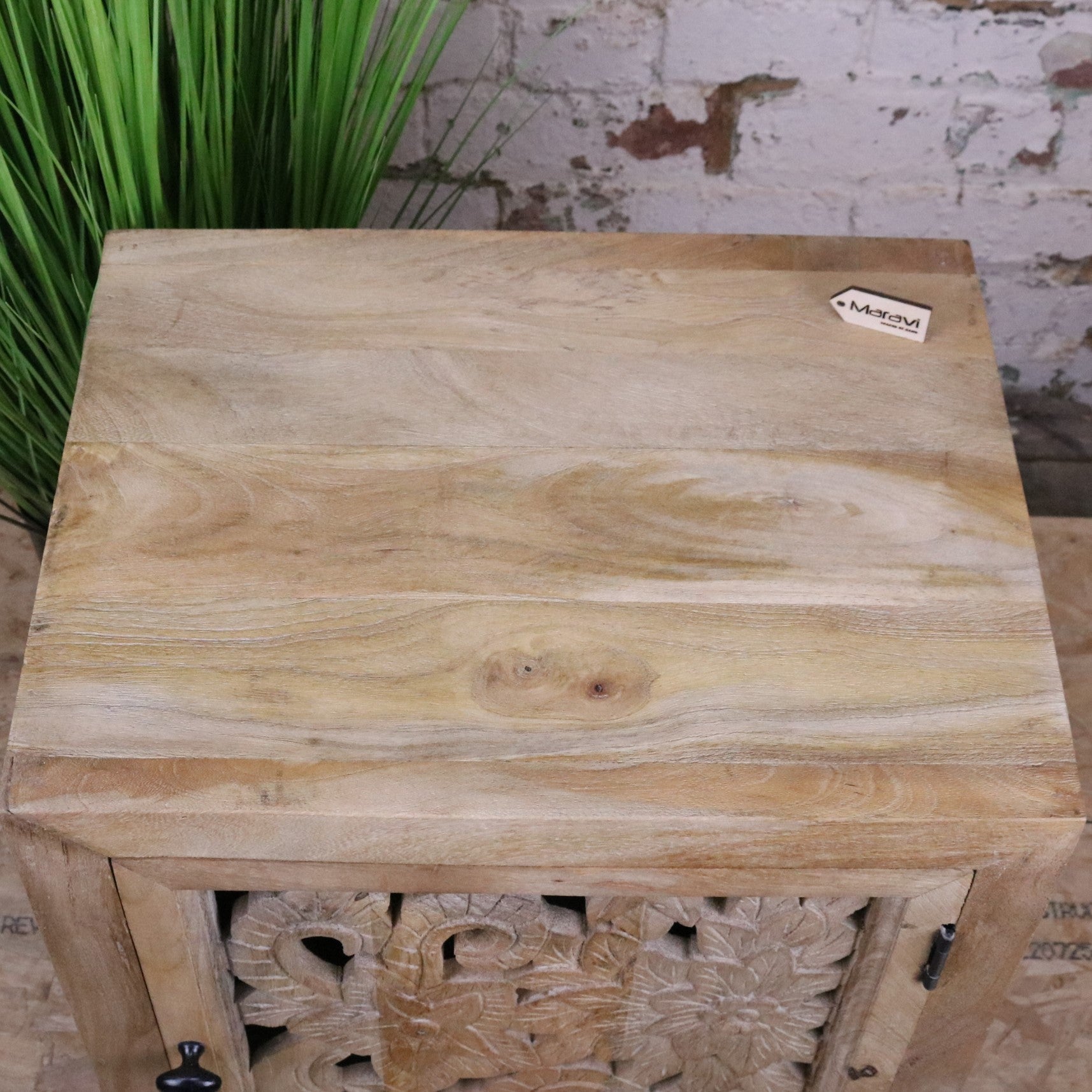 Somira Mango Wood Bedside Cabinet - Top View