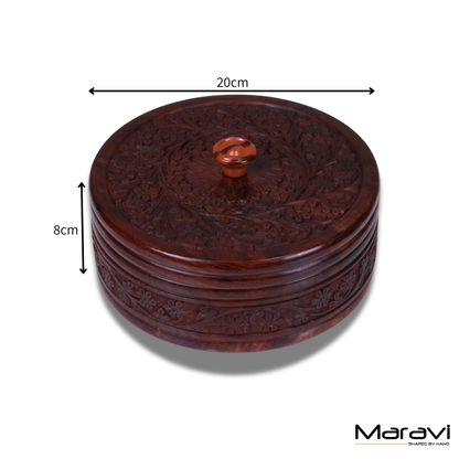 Sorina Round Wooden Storage Box with Lid 20cm - Dimensions