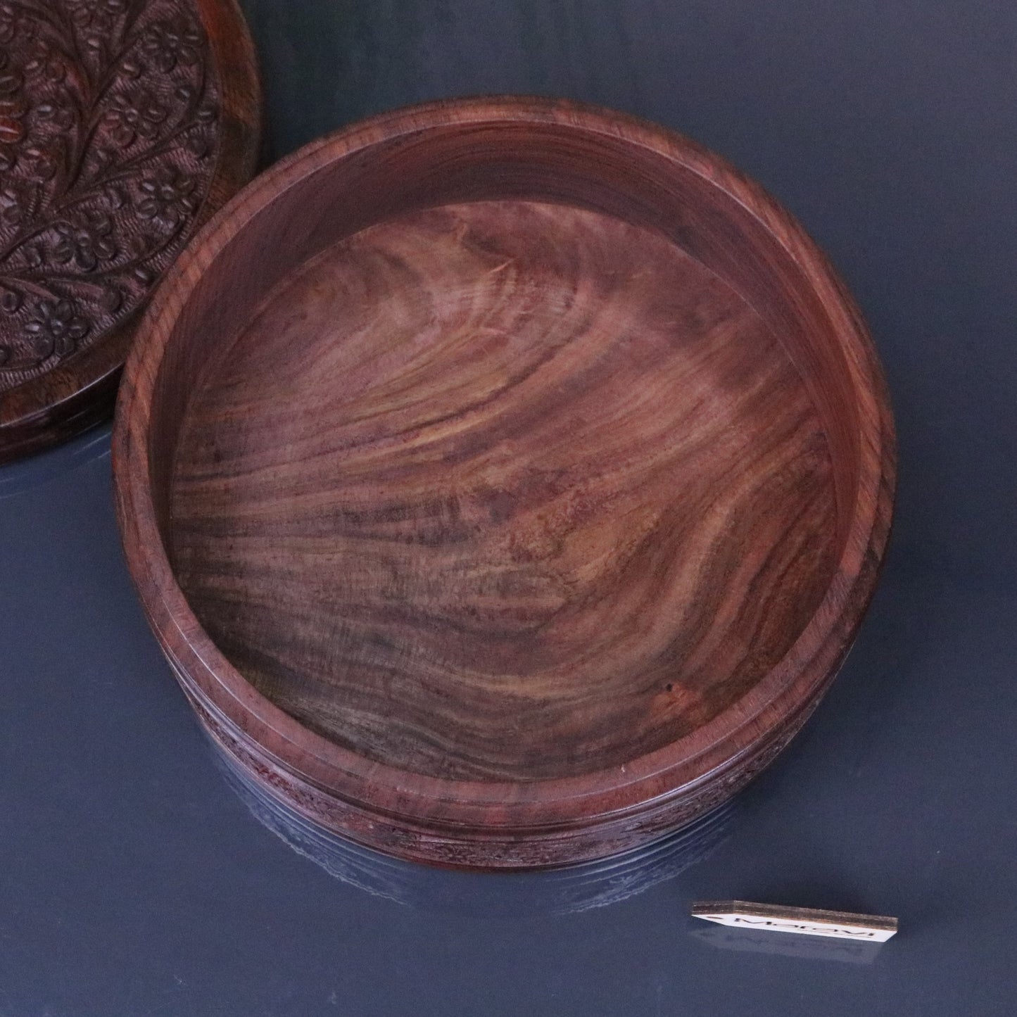 Sorina Round Wooden Storage Box with Lid 20cm - Internal View