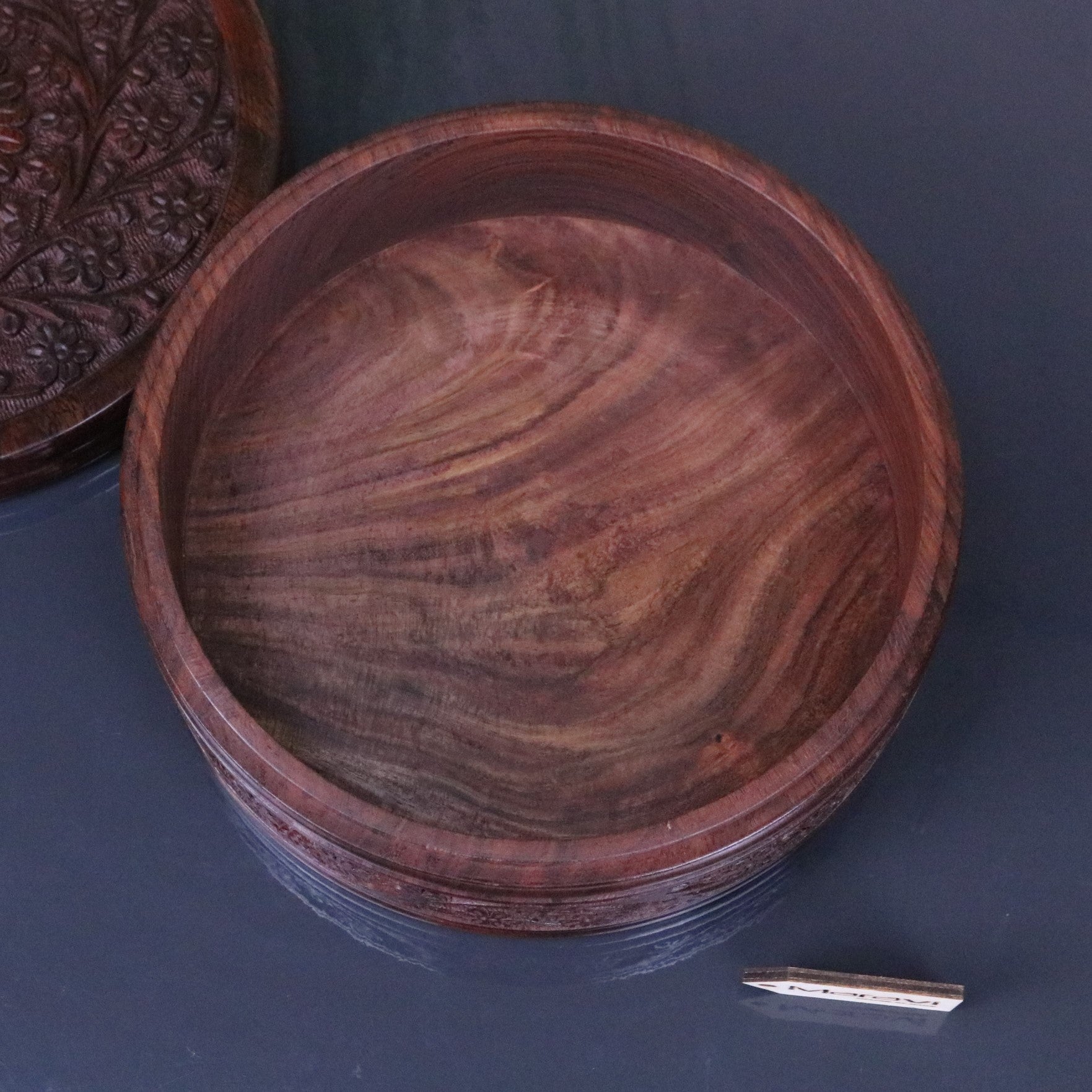 Sorina Round Wooden Storage Box with Lid 20cm - Internal View