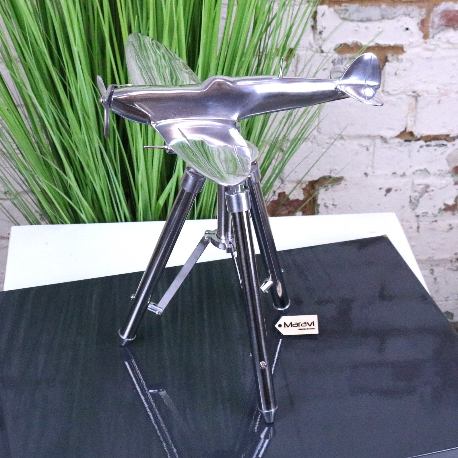 Spitfire Model Metal 30cm Tripod Stand Plane Ornament - Main Image