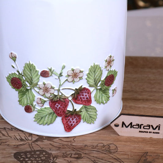 Thaniya Strawberry Field Milk Churn Planter - Closeup of Base