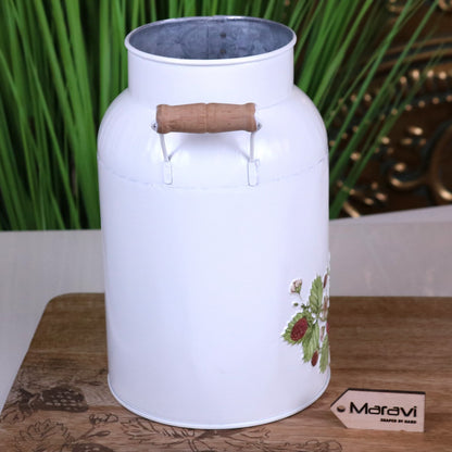 Thaniya Strawberry Field Milk Churn Planter - Side View
