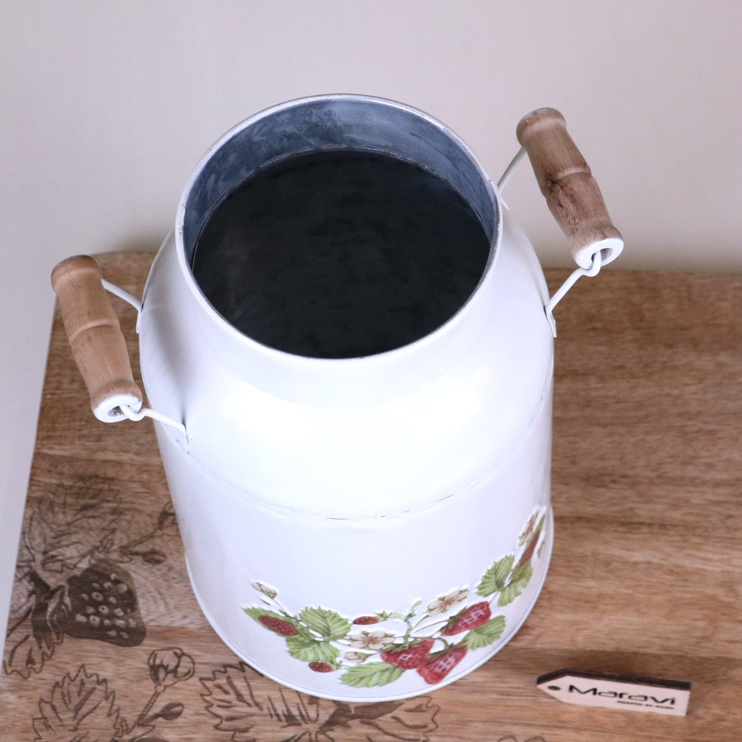 Thaniya Strawberry Field Milk Churn Planter - Top View