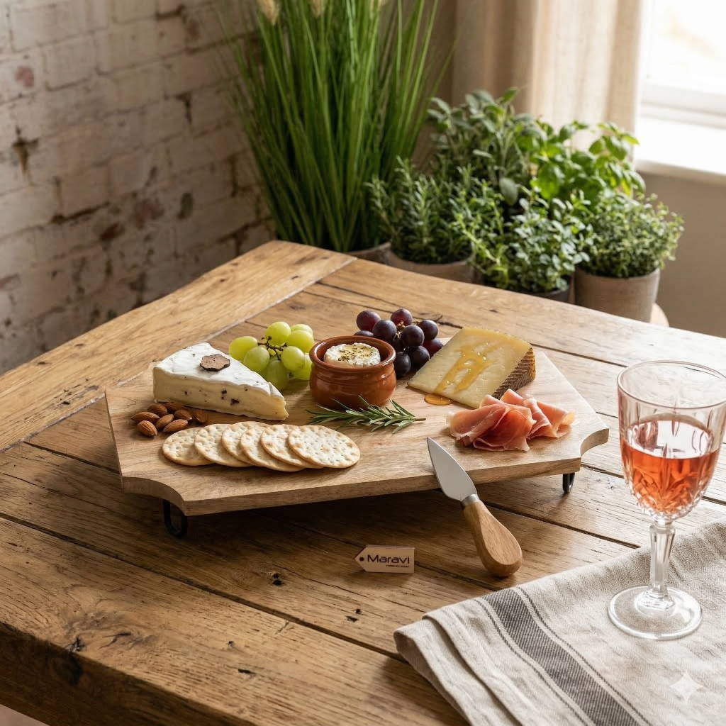 Takli Chopping Serving Board on Legs 50cm - Lifestyle Image