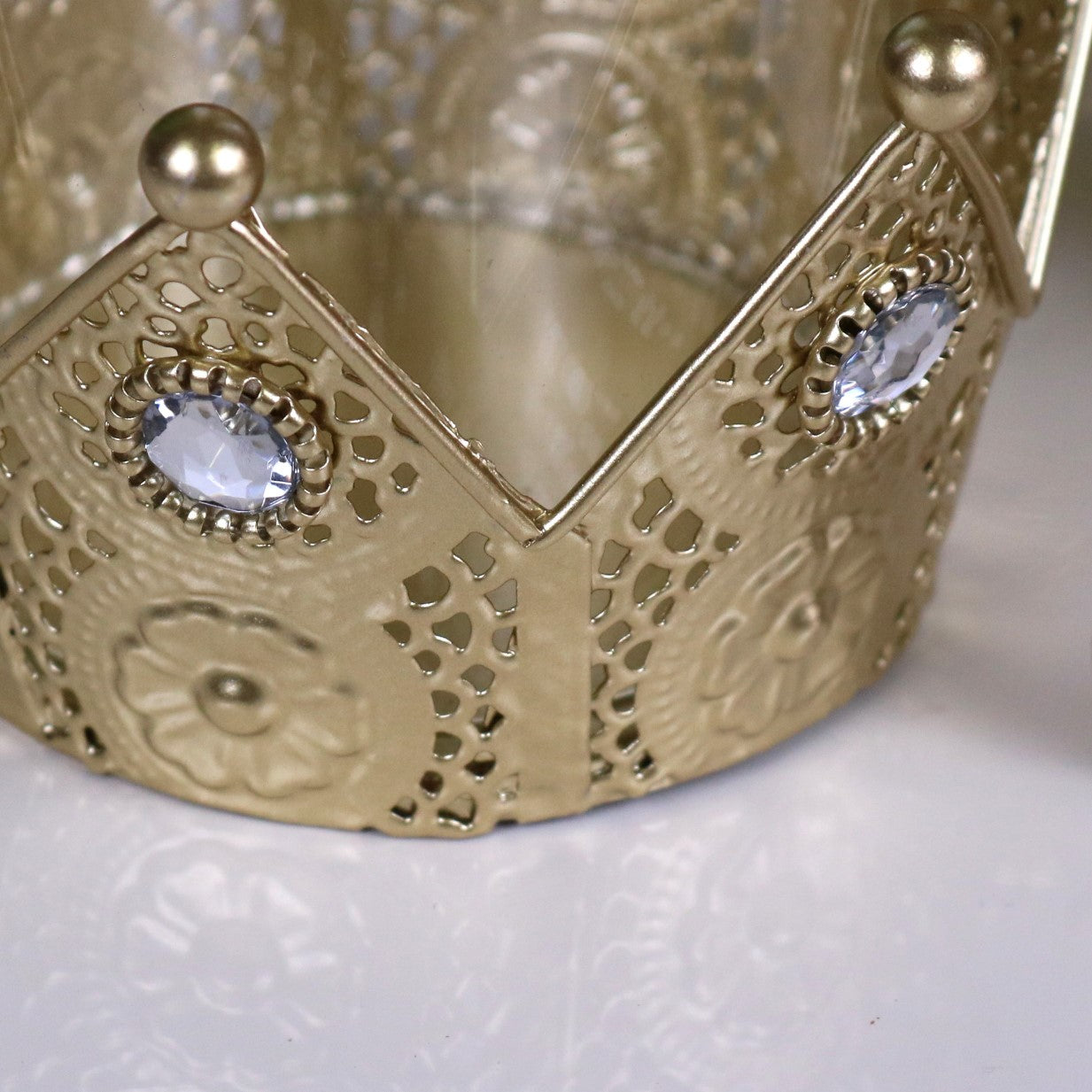 Talika Crown Candle Holder Set of 2 - Closeup of Punched Out Design