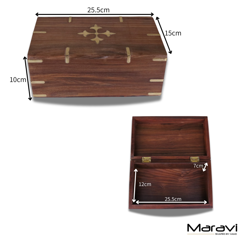 Tanika Wooden Memory Box Sheesham Wood - Dimensions