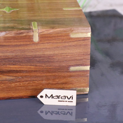 Tanika Wooden Memory Box Sheesham Wood - Closeup of Corner
