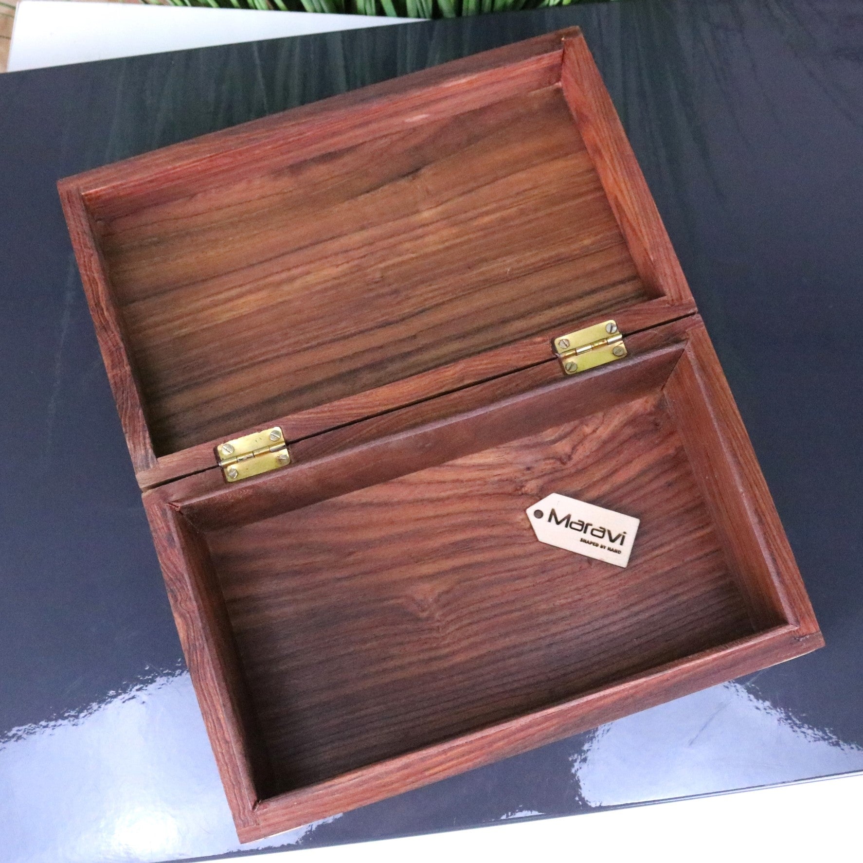 Tanika Wooden Memory Box Sheesham Wood - Opened Box Top View