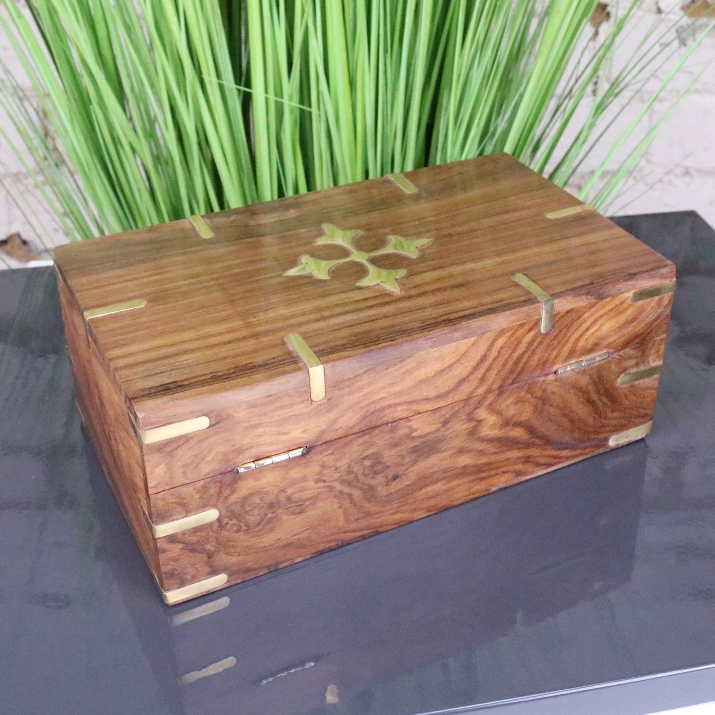Tanika Wooden Memory Box Sheesham Wood - Rear View
