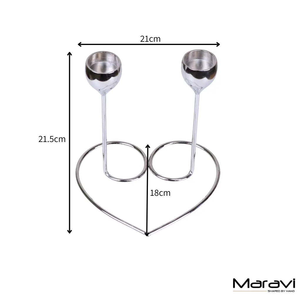 Tansari Heart Candle Holder Chrome Metal - Dimensions