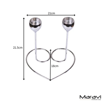 Tansari Heart Candle Holder Chrome Metal - Dimensions