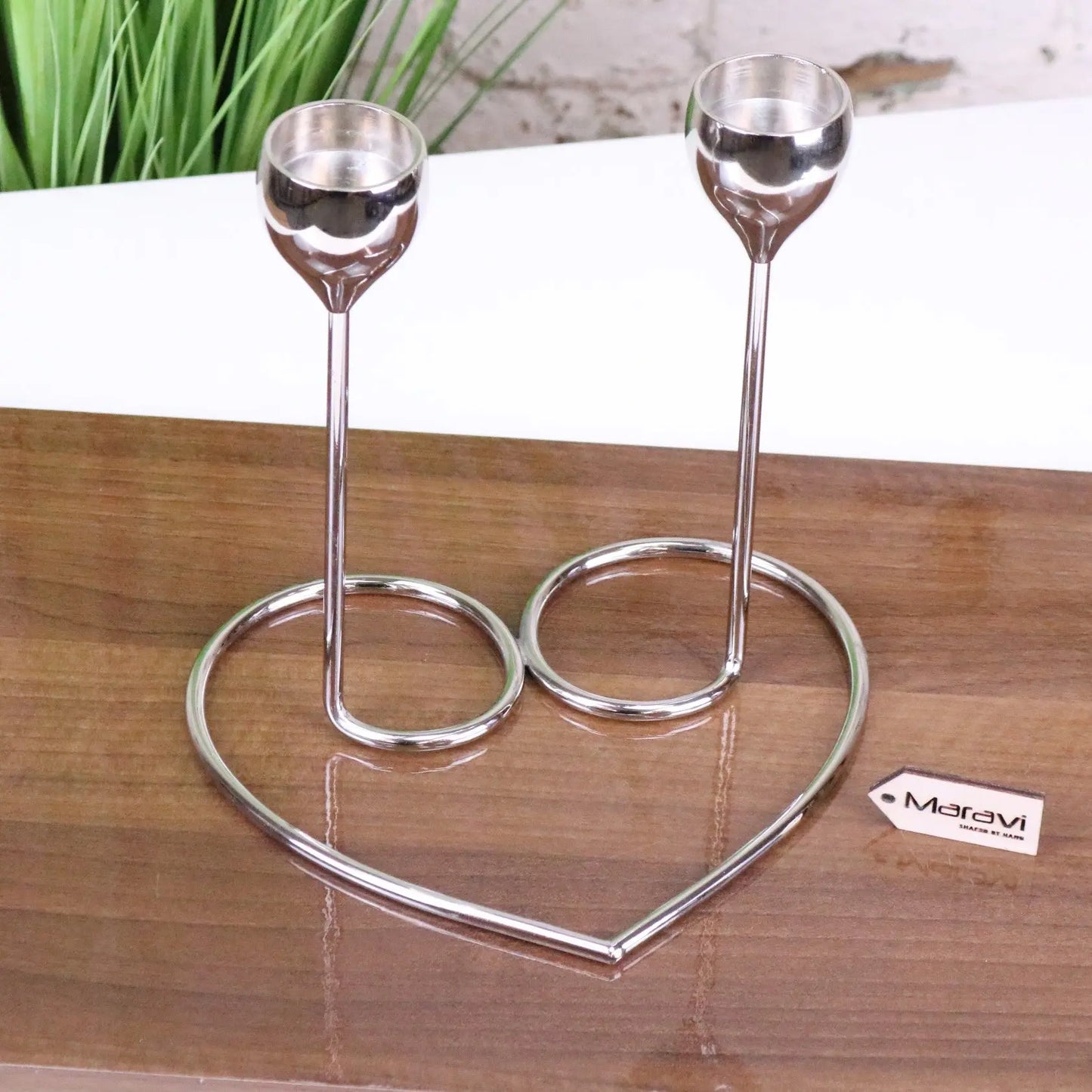 Tansari Heart Candle Holder Chrome Metal - Main Image