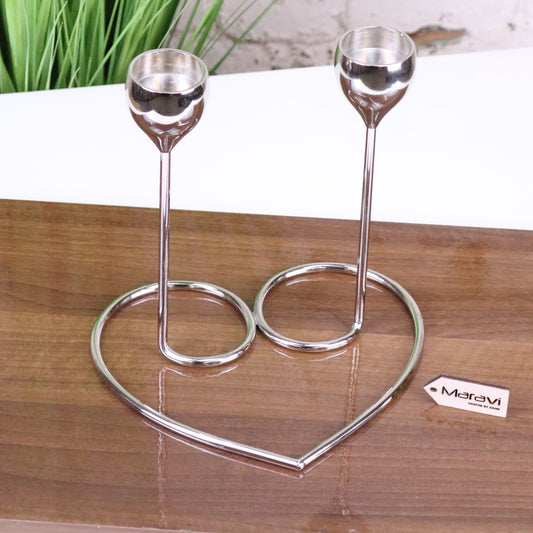 Tansari Heart Candle Holder Chrome Metal - Main Image