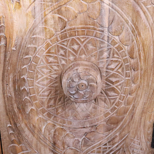 Tarinda Carved Wooden Storage Cabinet - Closeup of Door Knob