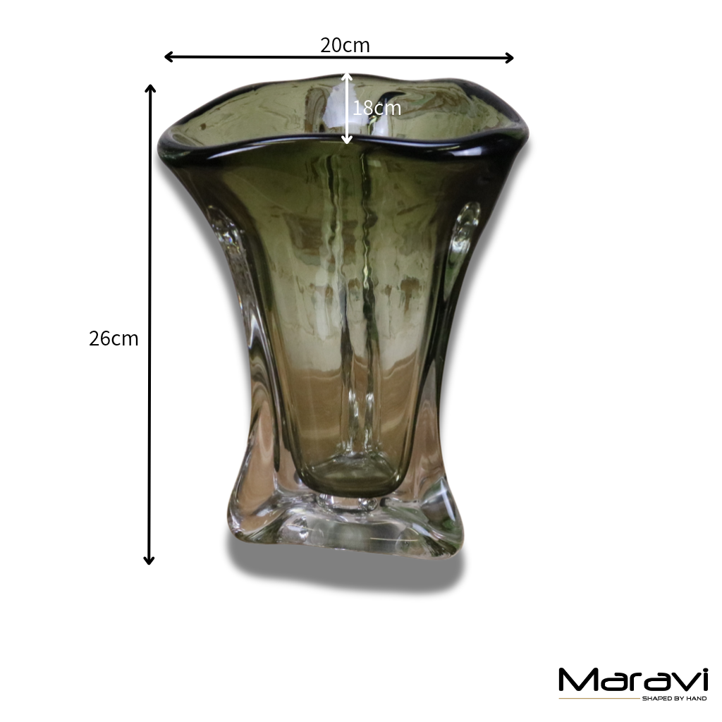 Tavira Luxury Olive Green Glass Vase - Dimensions