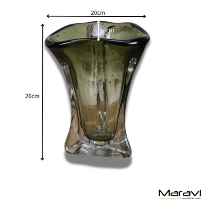 Tavira Luxury Olive Green Glass Vase - Dimensions