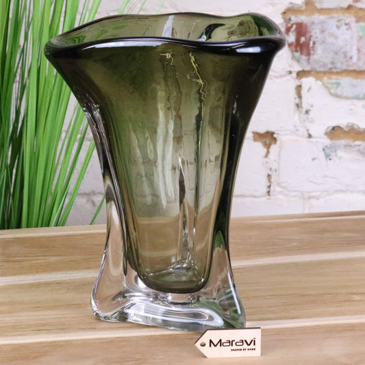 Tavira Luxury Olive Green Glass Vase - Main Image