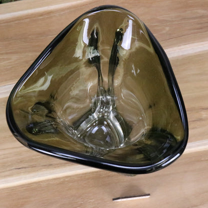 Tavira Luxury Olive Green Glass Vase - Top View