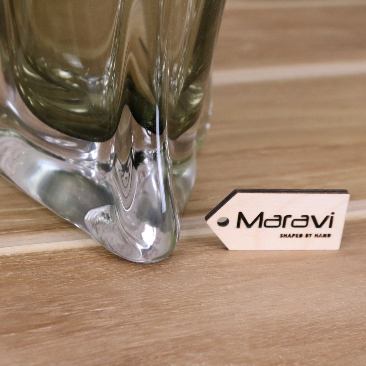 Tavira Luxury Olive Green Glass Vase - Closeup of Base