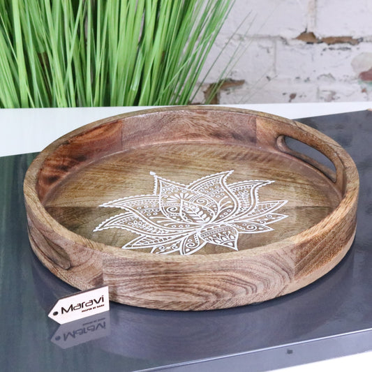 Thamara Round Mango Wood Tray - Main Image