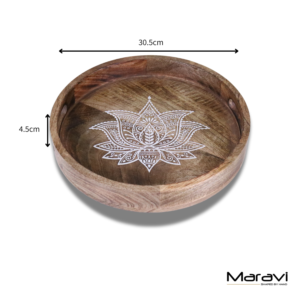 Thamara Round Mango Wood Tray Dimensions