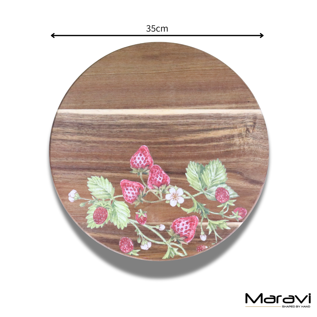 Thaniya 35cm Wooden Lazy Susan Strawberry Design - Dimensions