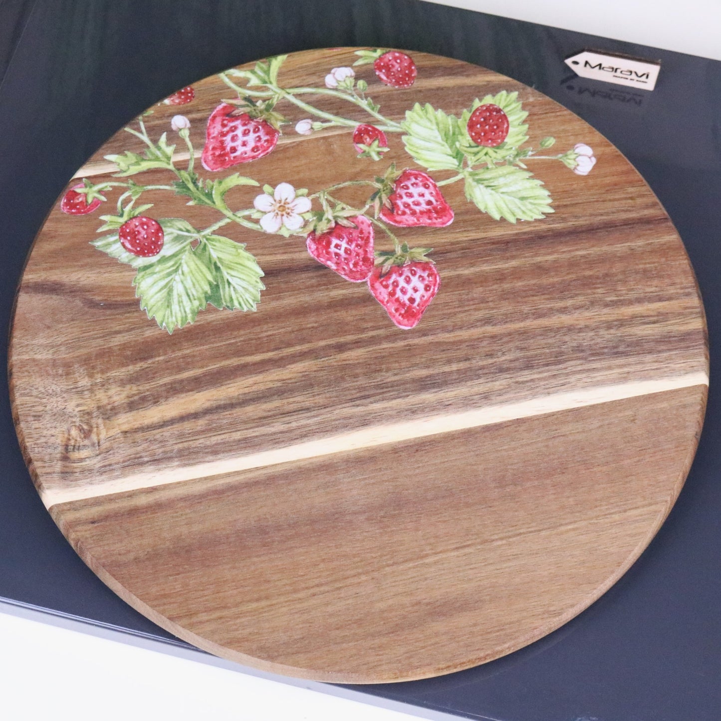 Thaniya 35cm Wooden Lazy Susan Strawberry Design - Top View