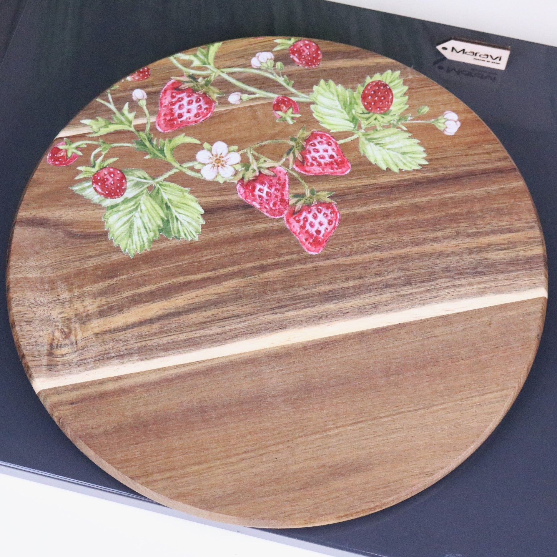 Thaniya 35cm Wooden Lazy Susan Strawberry Design - Top View