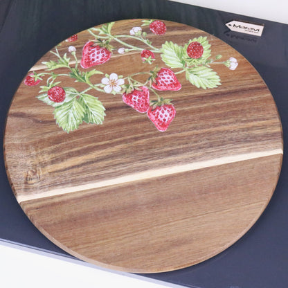 Thaniya 35cm Wooden Lazy Susan Strawberry Design - Top View