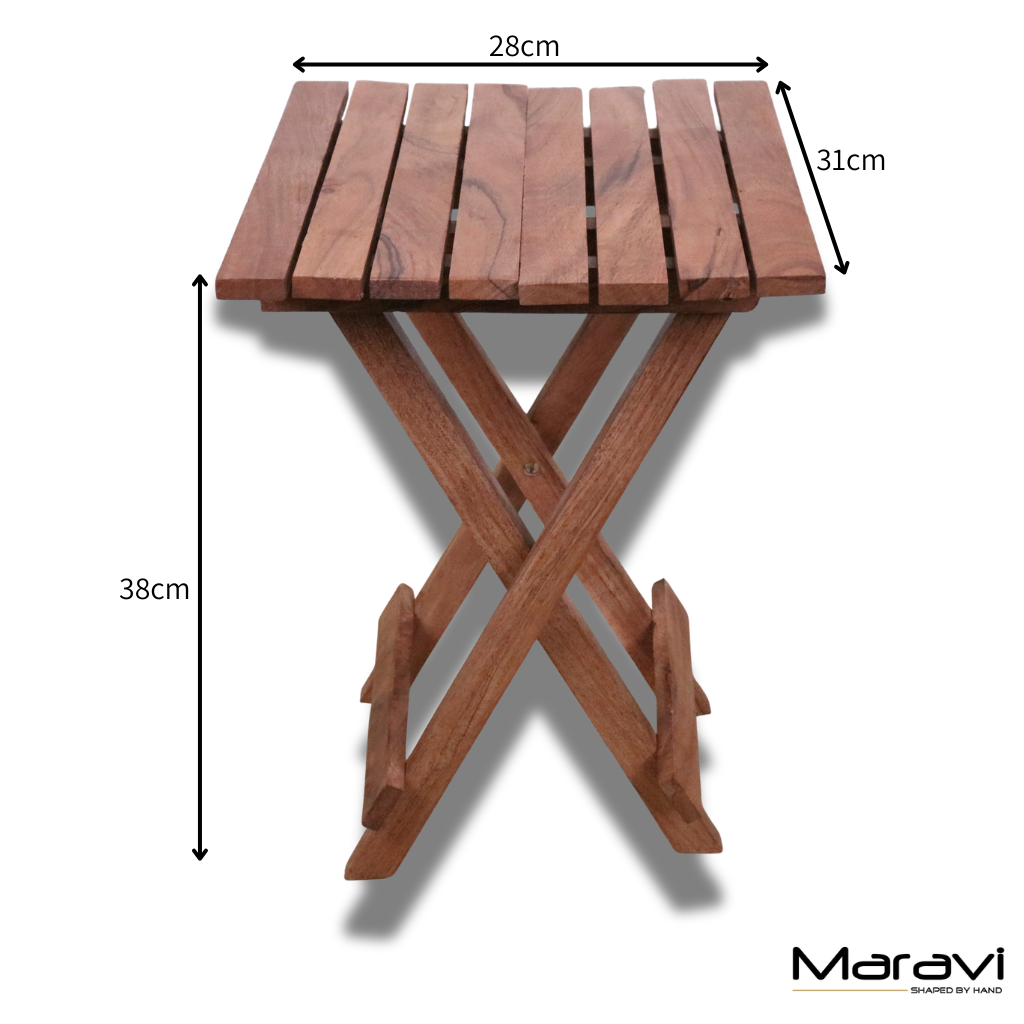 Vaitin Wooden Folding Stool - Dimensions