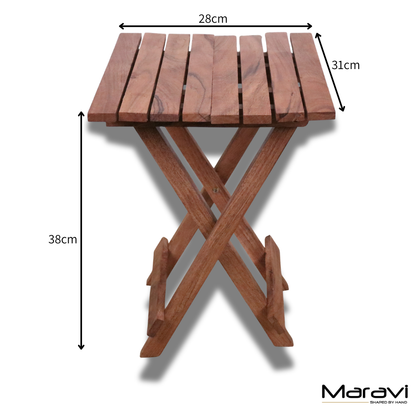 Vaitin Wooden Folding Stool - Dimensions