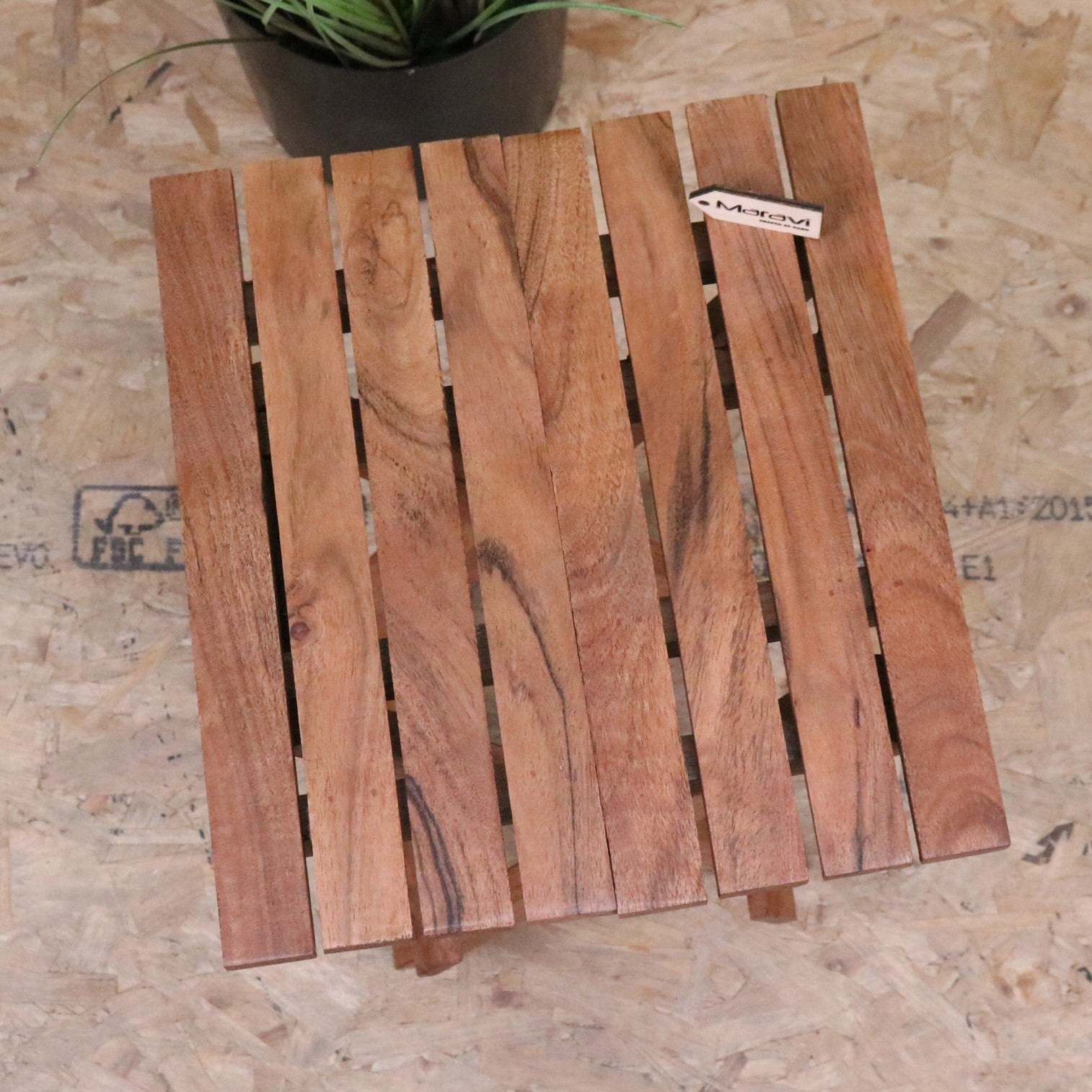 Vaitin Wooden Folding Stool - Top View