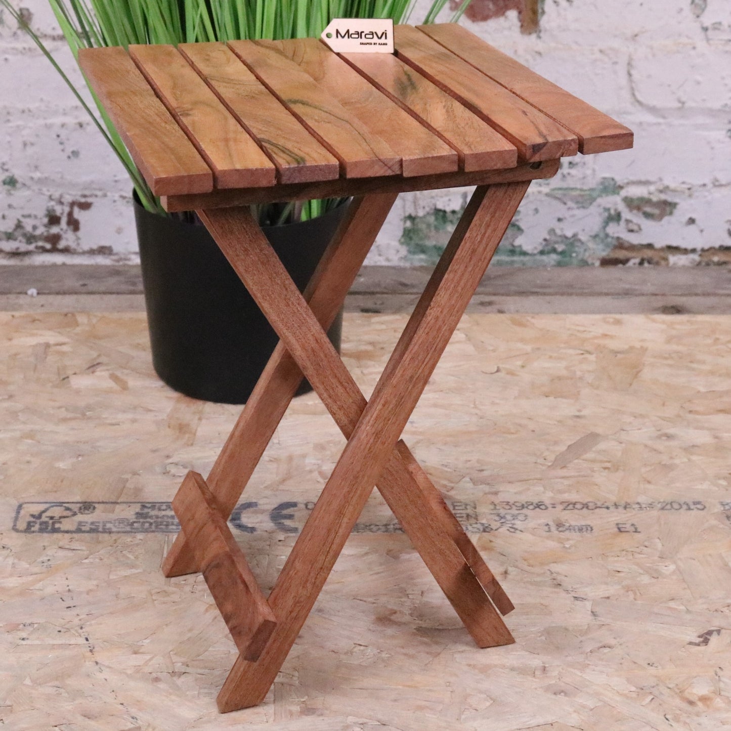 Vaitin Wooden Folding Stool - Front View