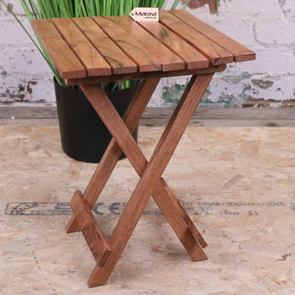 Vaitin Wooden Folding Stool - Front View