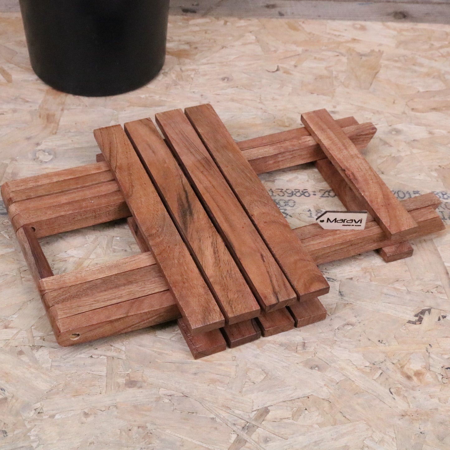 Vaitin Wooden Folding Stool - Folded