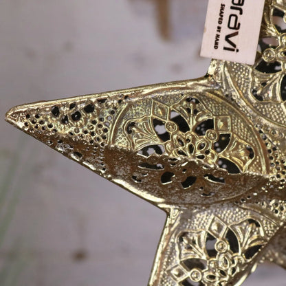 Varnika Metal Hanging Star Decoration Gold - Closeup of Cutout Design