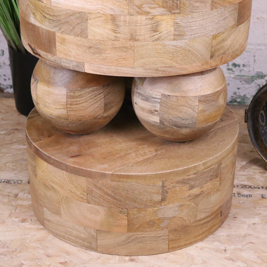 Varuni Mango Wood Side Table - Zoomed in to lower half