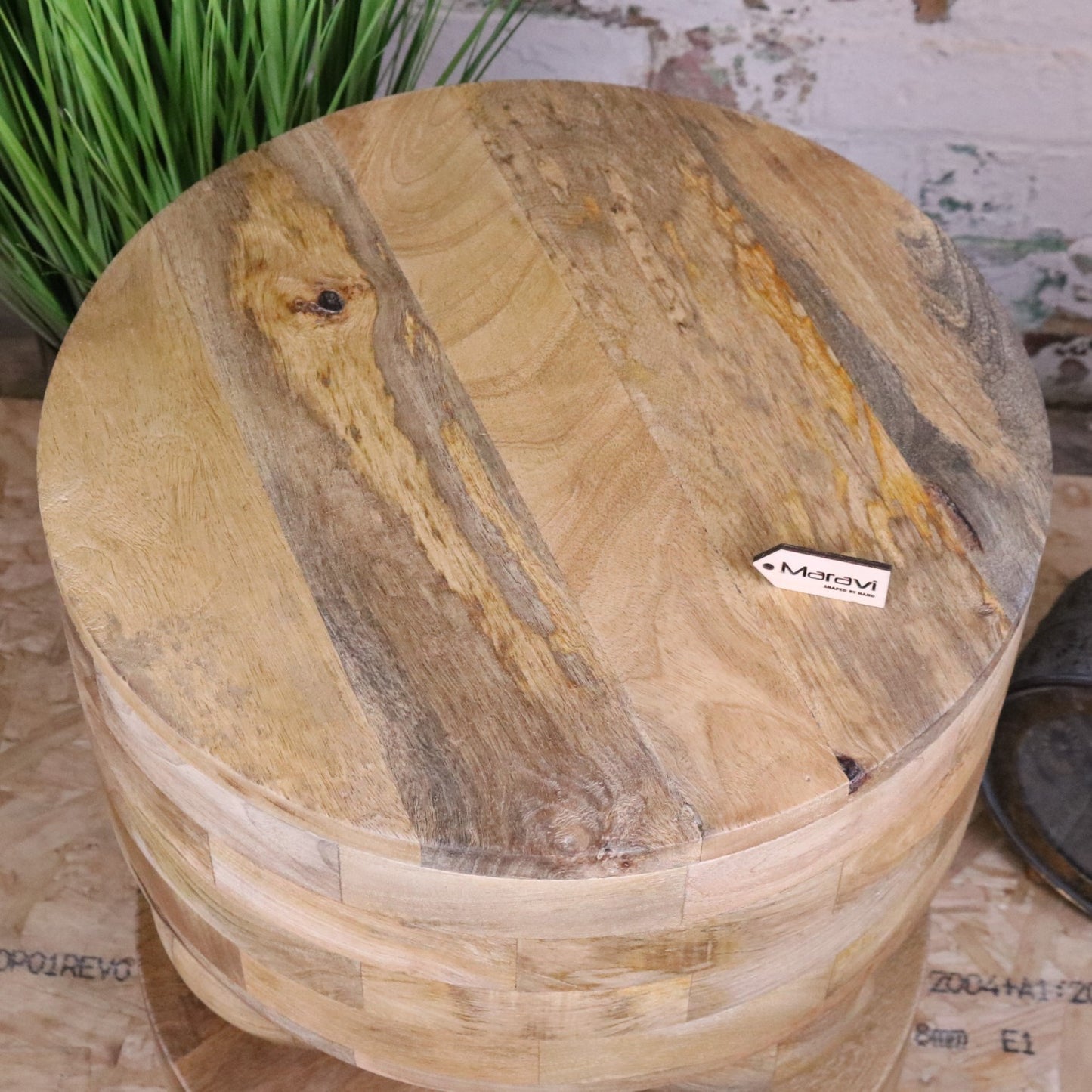 Varuni Mango Wood Side Table - Top View