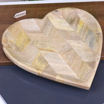 Vedara Heart Shape Wooden Serving Platter 36cm