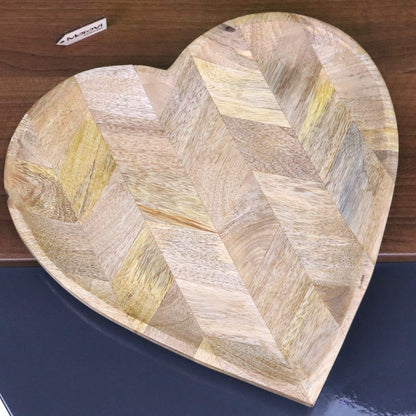 Vedara Heart Shape Wooden Serving Platter 36cm