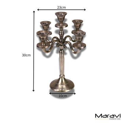 Veeha Candelabra Centerpiece 5 Candle Holder 30cm Champagne Gold - Dimensions