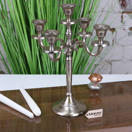 Veeha Candelabra Centerpiece 5 Candle Holder 30cm Champagne Gold - Main Image
