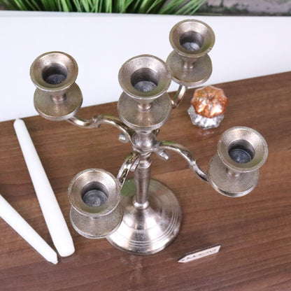 Veeha Candelabra Centerpiece 5 Candle Holder 30cm Champagne Gold - Top View