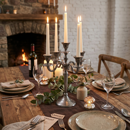 Veeha Candelabra Centerpiece 5 Candle Holder 30cm Gunmetal Silver - Lifestyle Image