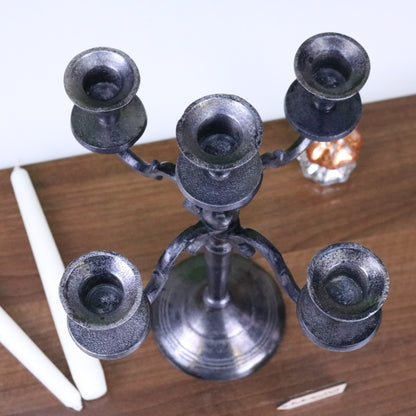 Veeha Candelabra Centerpiece 5 Candle Holder 30cm Gunmetal Silver - Top View