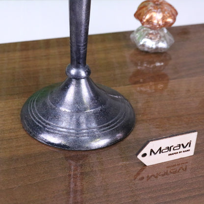 Veeha Candelabra Centerpiece 5 Candle Holder 30cm Gunmetal Silver - Closeup of Base